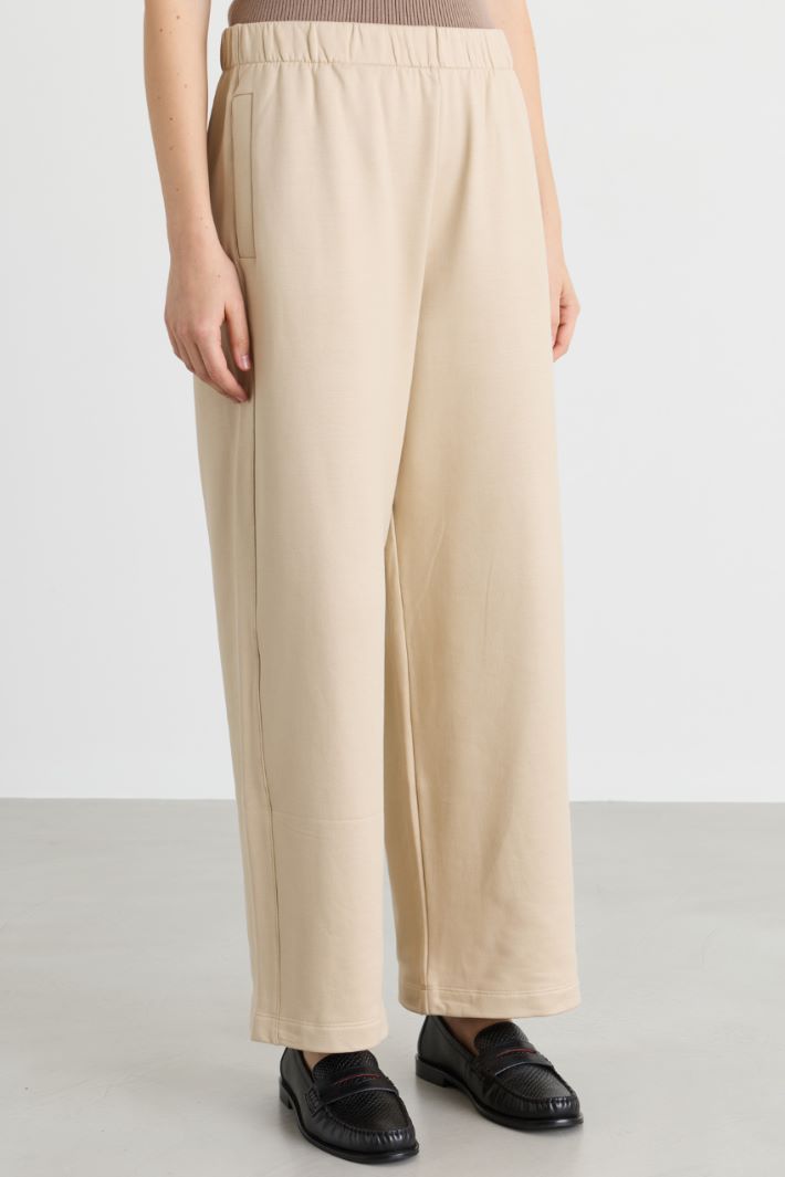 Wide-leg fleece trousers - BEIGE - Intrend - 2