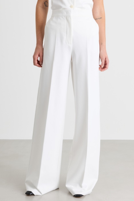 Pantalone palazzo in jersey compatto