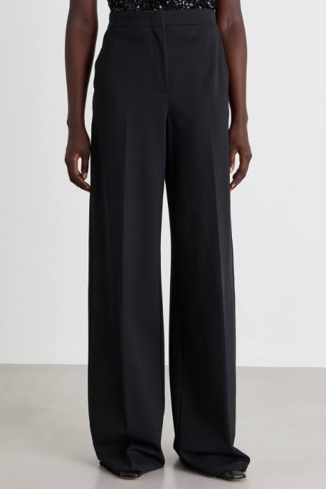 Pantalone palazzo in jersey compatto