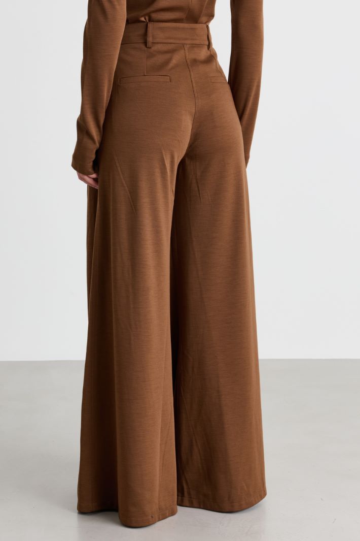 Double-pleated palazzo trousers - BROWN - Intrend - 4