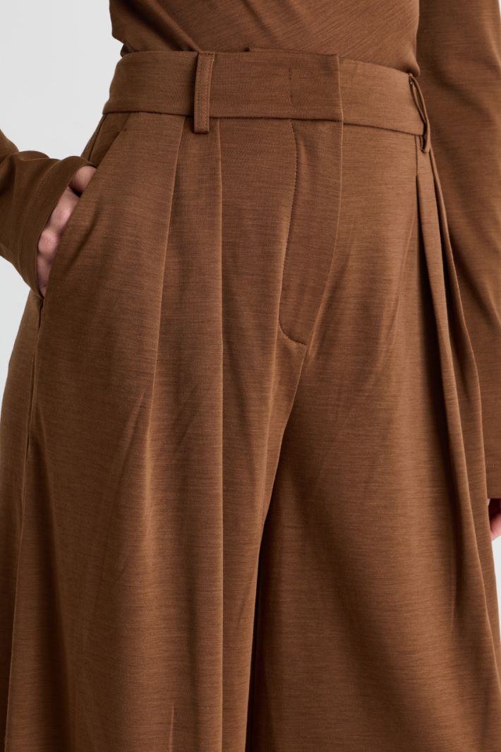 Double-pleated palazzo trousers - BROWN - Intrend - 3
