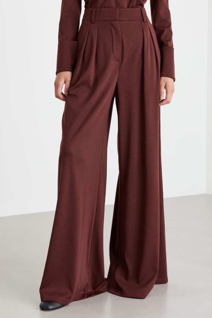 Double-pleated palazzo trousers - BORDEAUX - Intrend - 2
