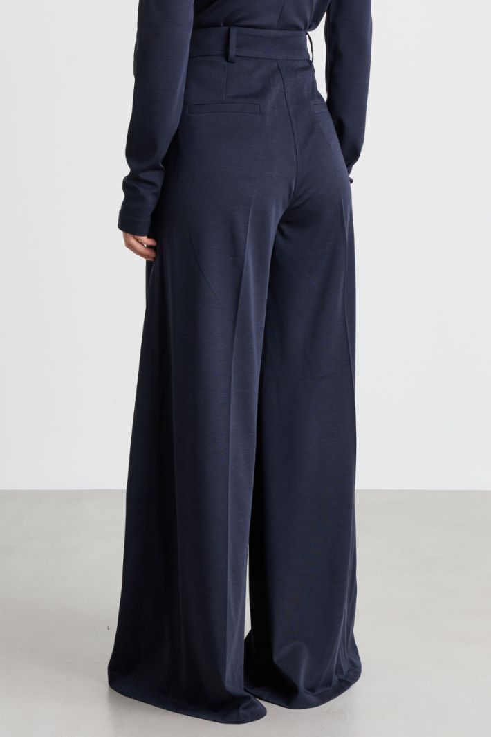 Double-pleated palazzo trousers - BLUE - Intrend - 4