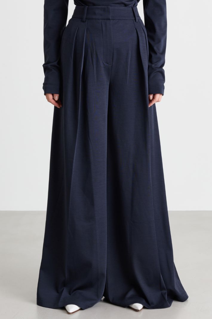 Double-pleated palazzo trousers - BLUE - Intrend - 2