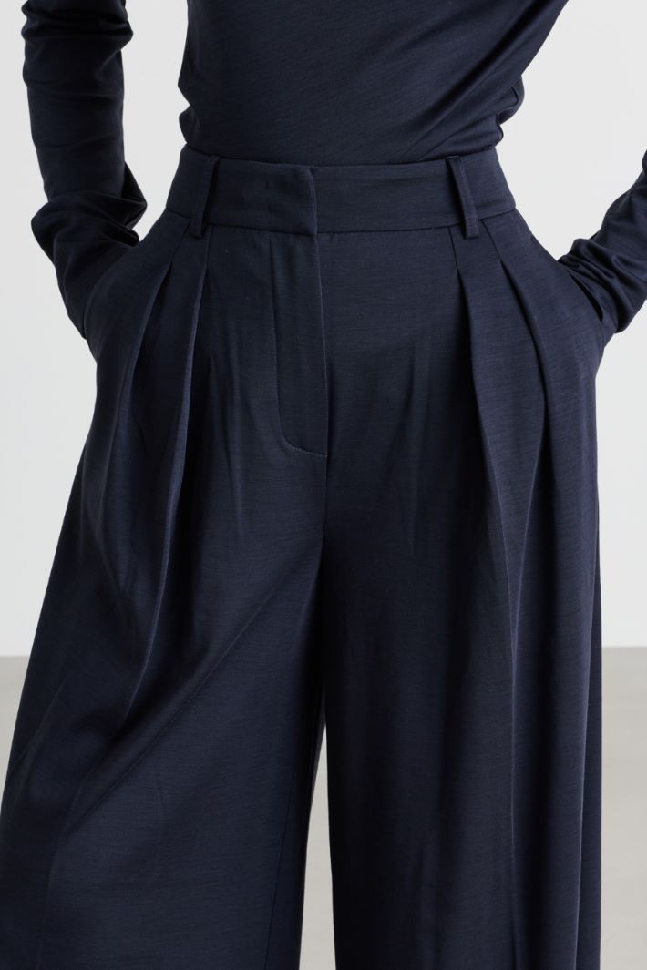 Double-pleated palazzo trousers - BLUE - Intrend - 3