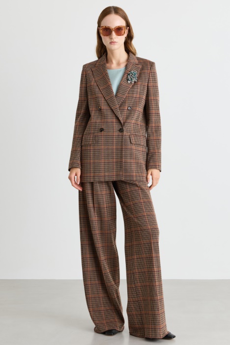 Prince of Wales check jersey trousers - Intrend
