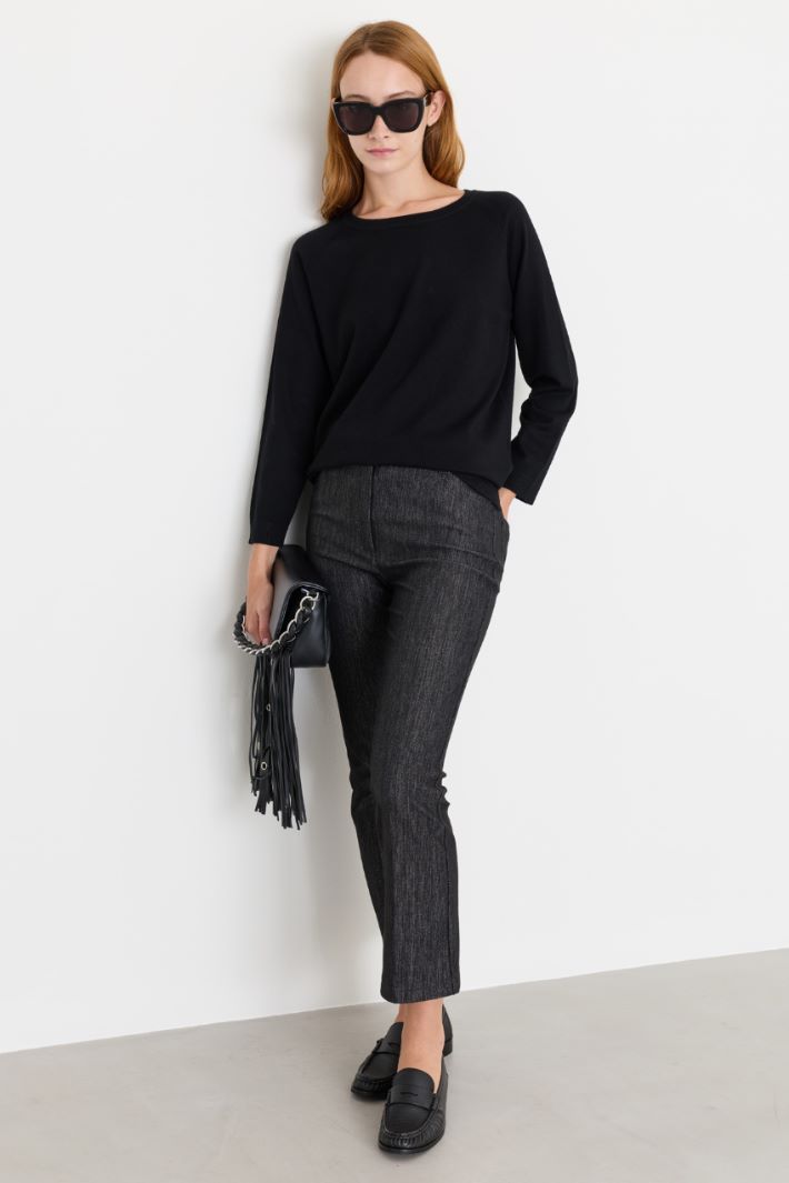Slim-fit cropped jeans - BLACK - Intrend
