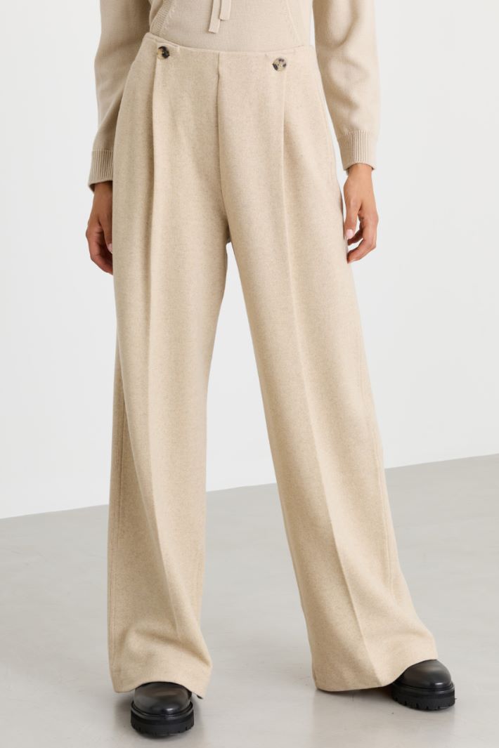 Wide-leg cashmere flannel trousers - BEIGE - Intrend - 2