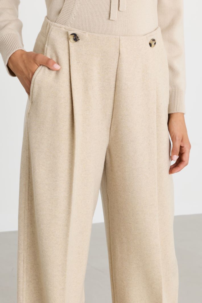 Wide-leg cashmere flannel trousers - BEIGE - Intrend - 3