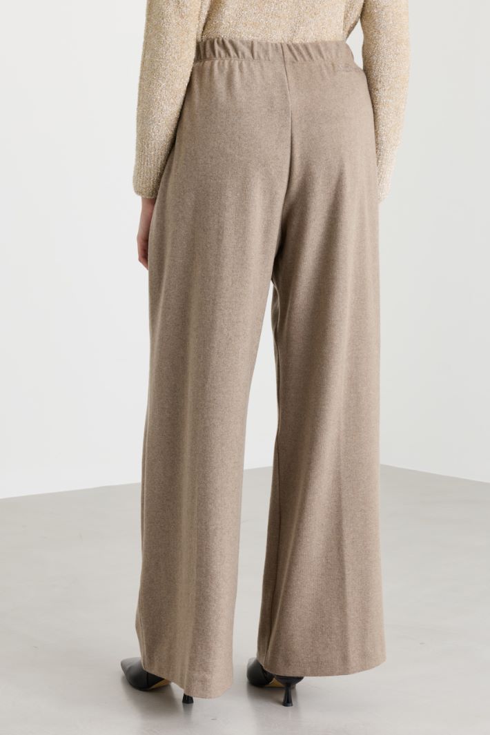 Wide-leg cashmere flannel trousers - BEIGE - Intrend - 4