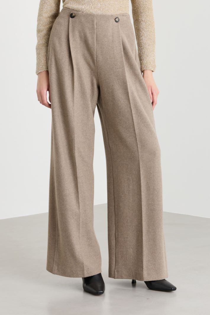 Wide-leg cashmere flannel trousers - BEIGE - Intrend - 2