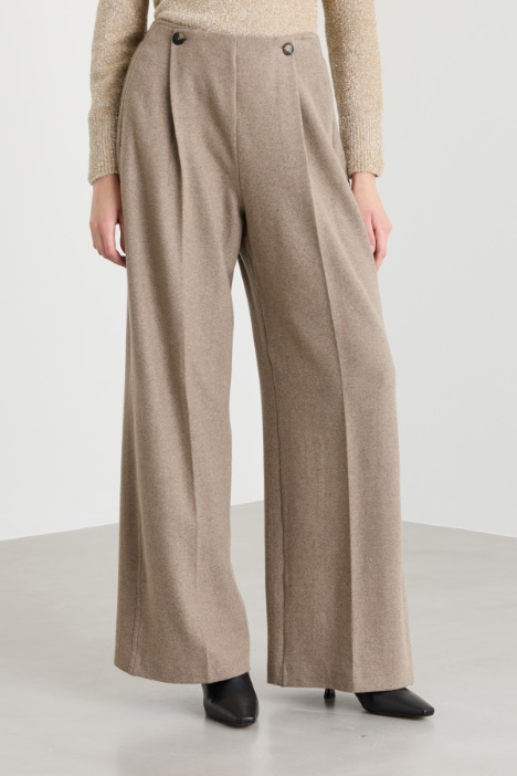 Pantalone ampio in flanella di cashmere