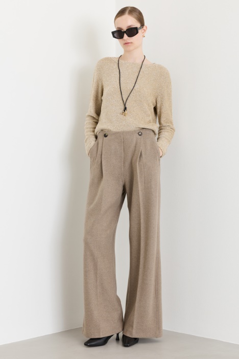 Wide-leg cashmere flannel trousers - Intrend