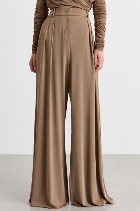 Pantalone palazzo in jersey di viscosa fluido