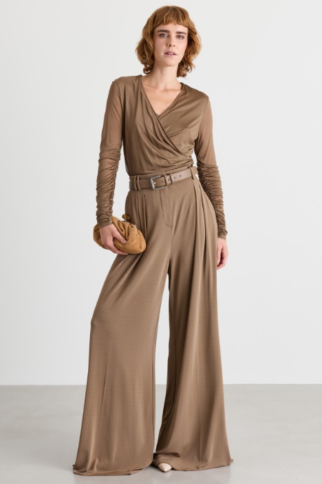 Flowing viscose jersey palazzo trousers - Intrend