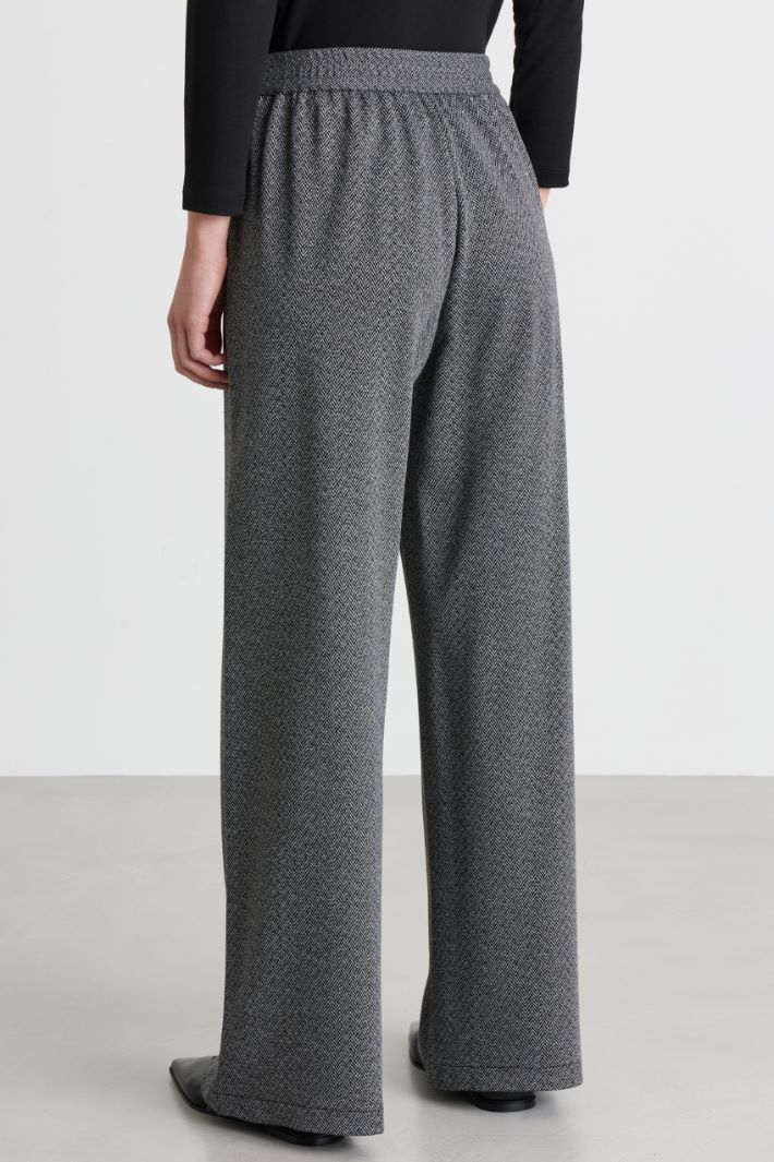 Wide-leg chevron jersey trousers - GREY - Intrend - 4