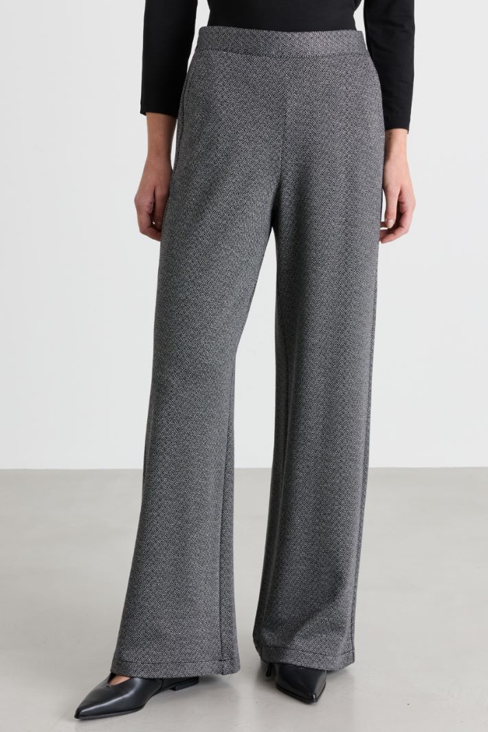 Wide-leg chevron jersey trousers - GREY - Intrend - 2