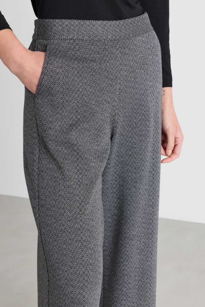 Wide-leg chevron jersey trousers - GREY - Intrend - 3