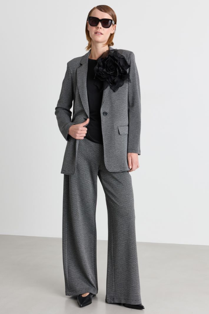 Wide-leg chevron jersey trousers - GREY - Intrend