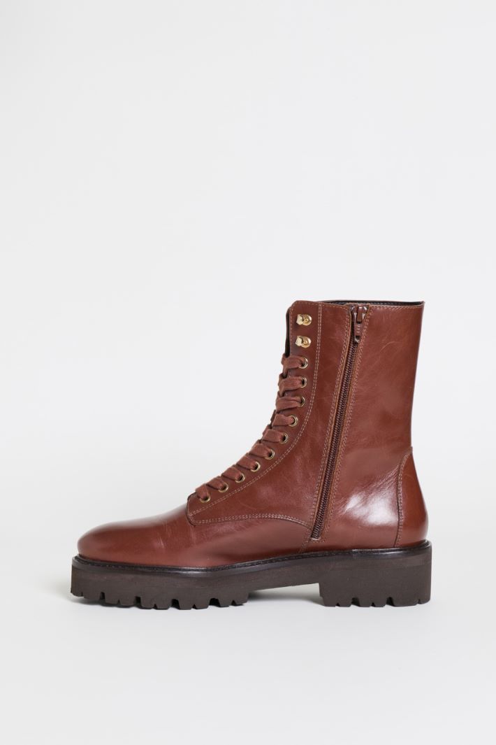 Leather combat boots - BROWN - Intrend - 3