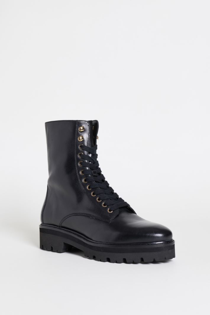 Leather combat boots - BLACK - Intrend - 2