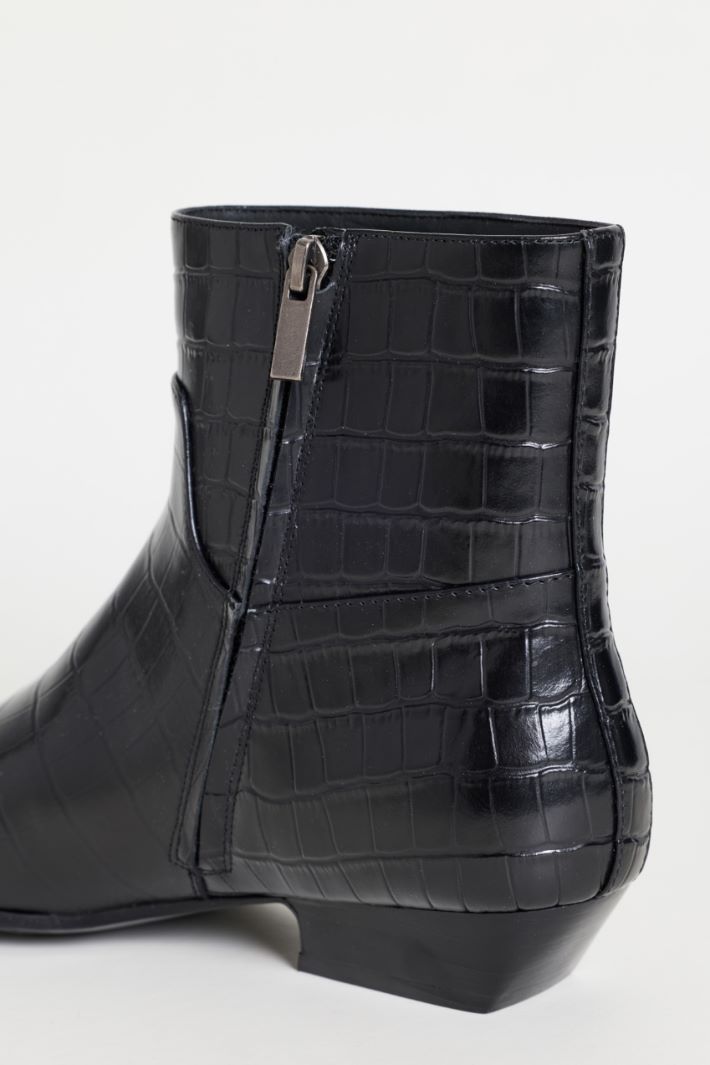 Stivaletto in pelle stampa cocco - NERO - Intrend - 4