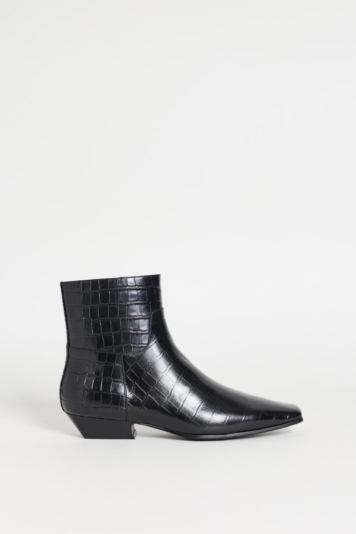 Stivaletto in pelle stampa cocco - NERO - Intrend