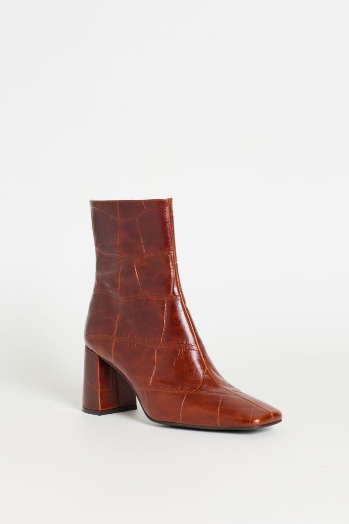 Stivaletto in pelle con stampa cocco - MARRONE - Intrend - 2
