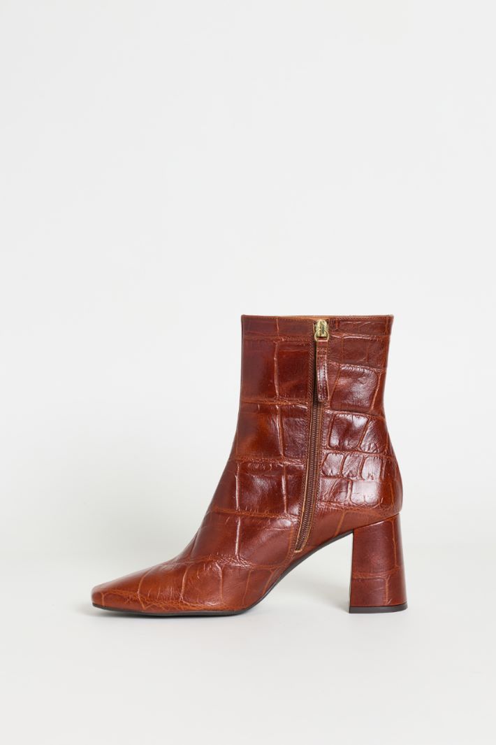 Stivaletto in pelle con stampa cocco - MARRONE - Intrend - 3