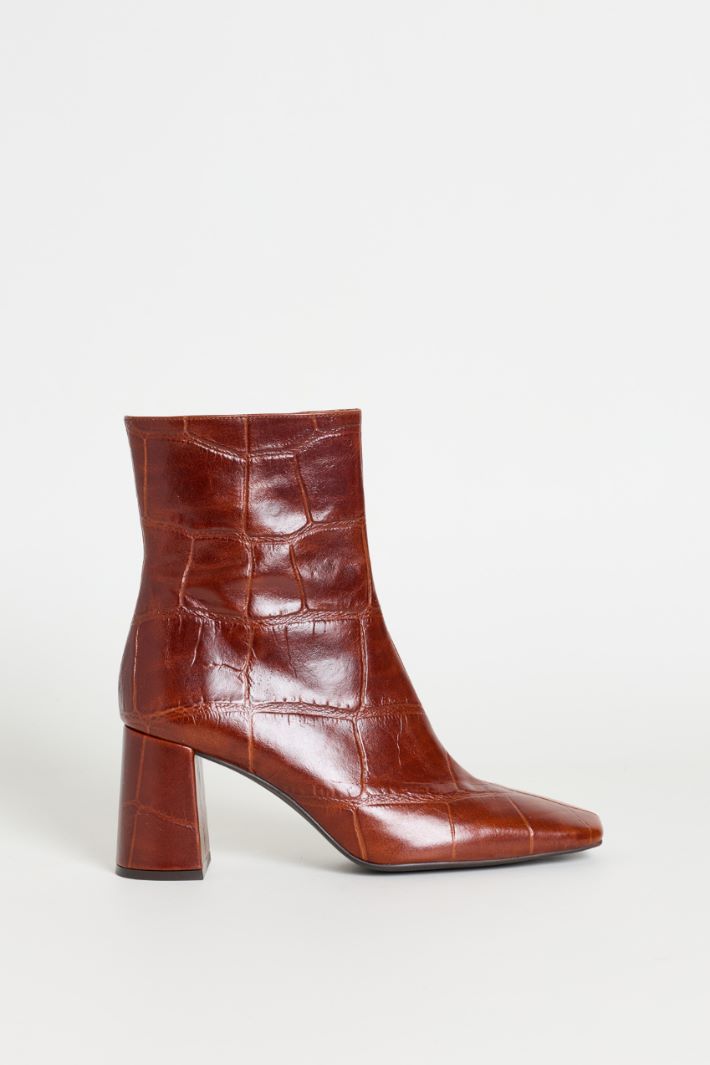 Stivaletto in pelle con stampa cocco - MARRONE - Intrend