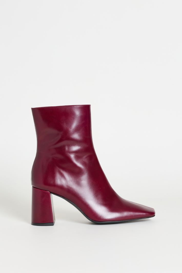 Block-heel leather ankle boots - BORDEAUX - Intrend
