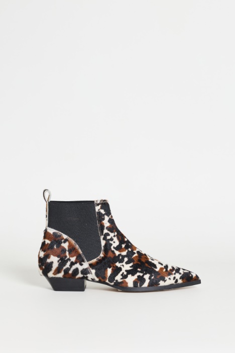 Calf Hair Western Ankle Boots - Intrend