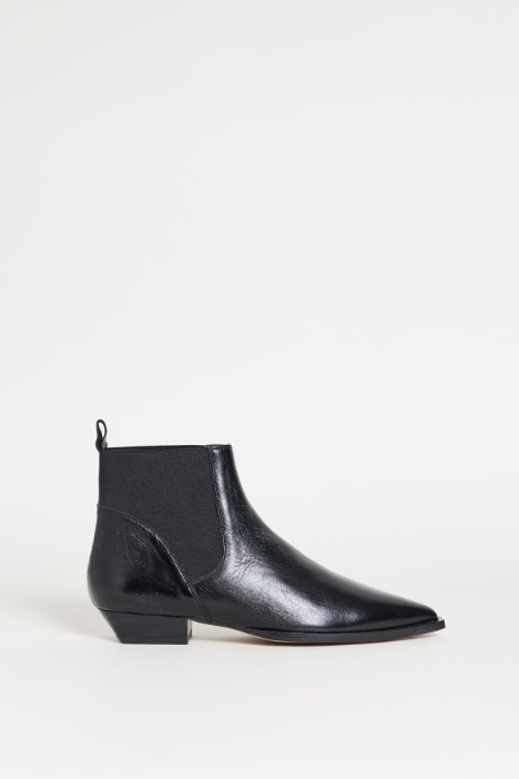 Leather Western Ankle Boots - Intrend