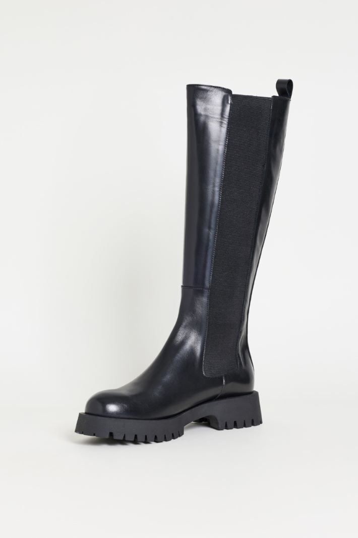 Smooth leather knee-high boots - BLACK - Intrend - 3
