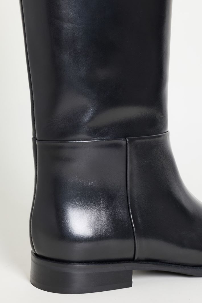 Smooth Leather Boots - BLACK - Intrend - 4