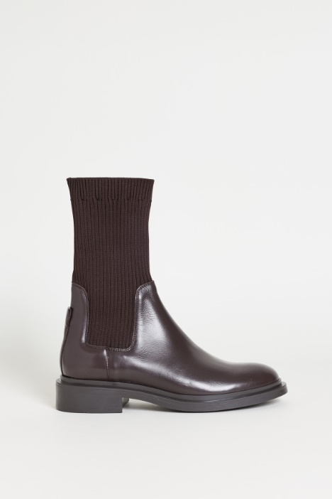 Stivaletto in pelle con gambale in maglia - Intrend