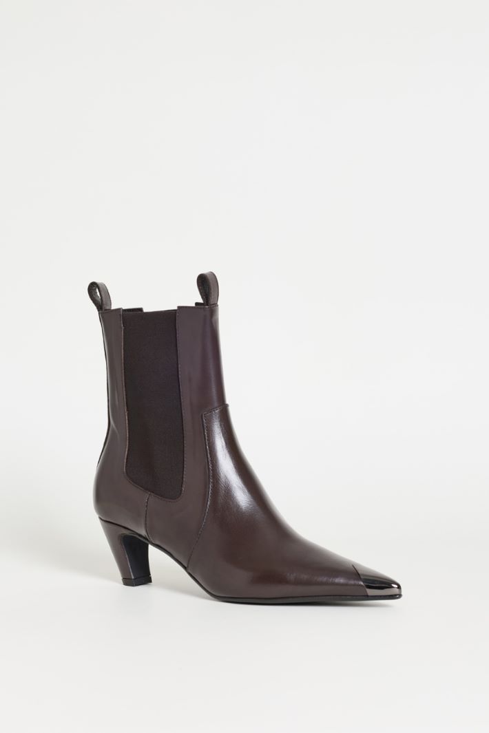 Laminated Toe-Cap Ankle Boots - BROWN - Intrend - 2