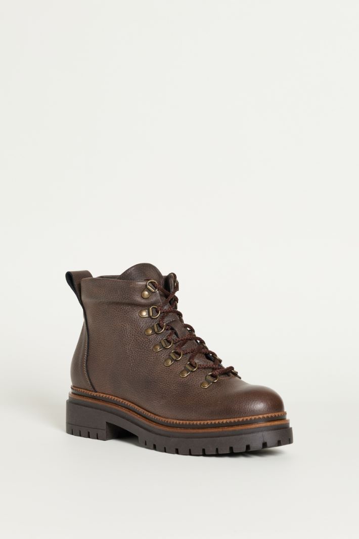 Stivaletto stringato in pelle - MARRONE - Intrend - 2