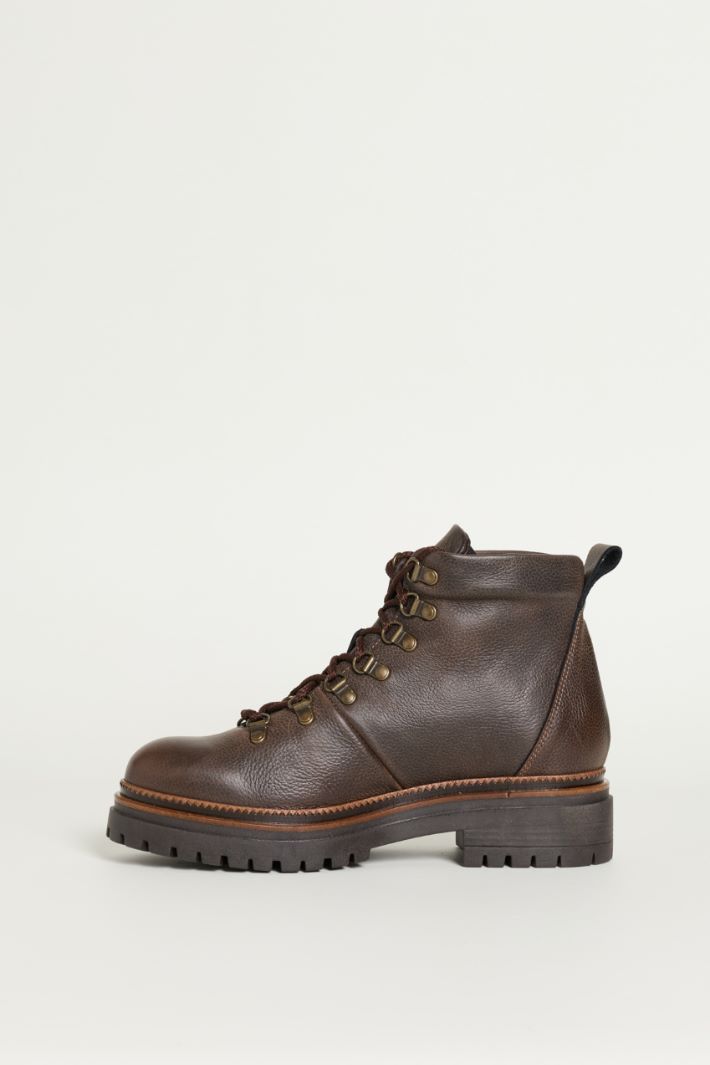 Stivaletto stringato in pelle - MARRONE - Intrend - 3