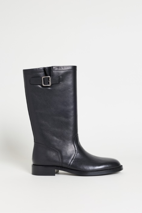 Leather Strap Ankle Boot - Intrend