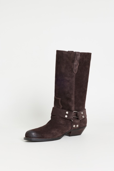 Texano in pelle scamosciata