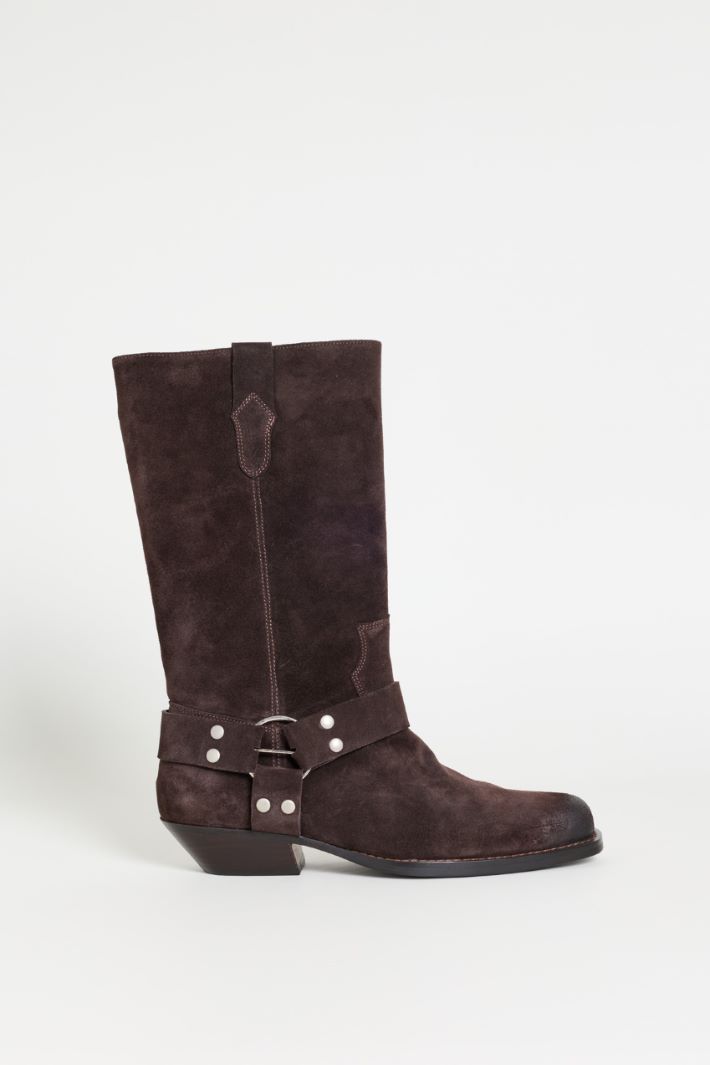Texano in pelle scamosciata - MARRONE - Intrend