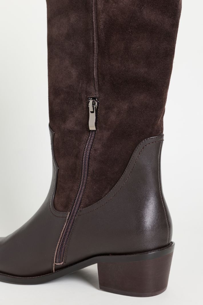 Stivale con gambale in pelle scamosciata - MARRONE - Intrend - 4
