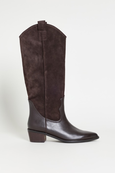 Stivale con gambale in pelle scamosciata - Intrend