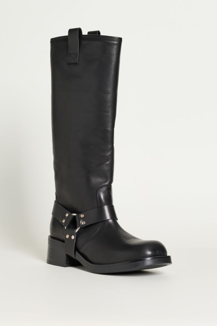 Stivale in pelle stile biker - NERO - Intrend - 2