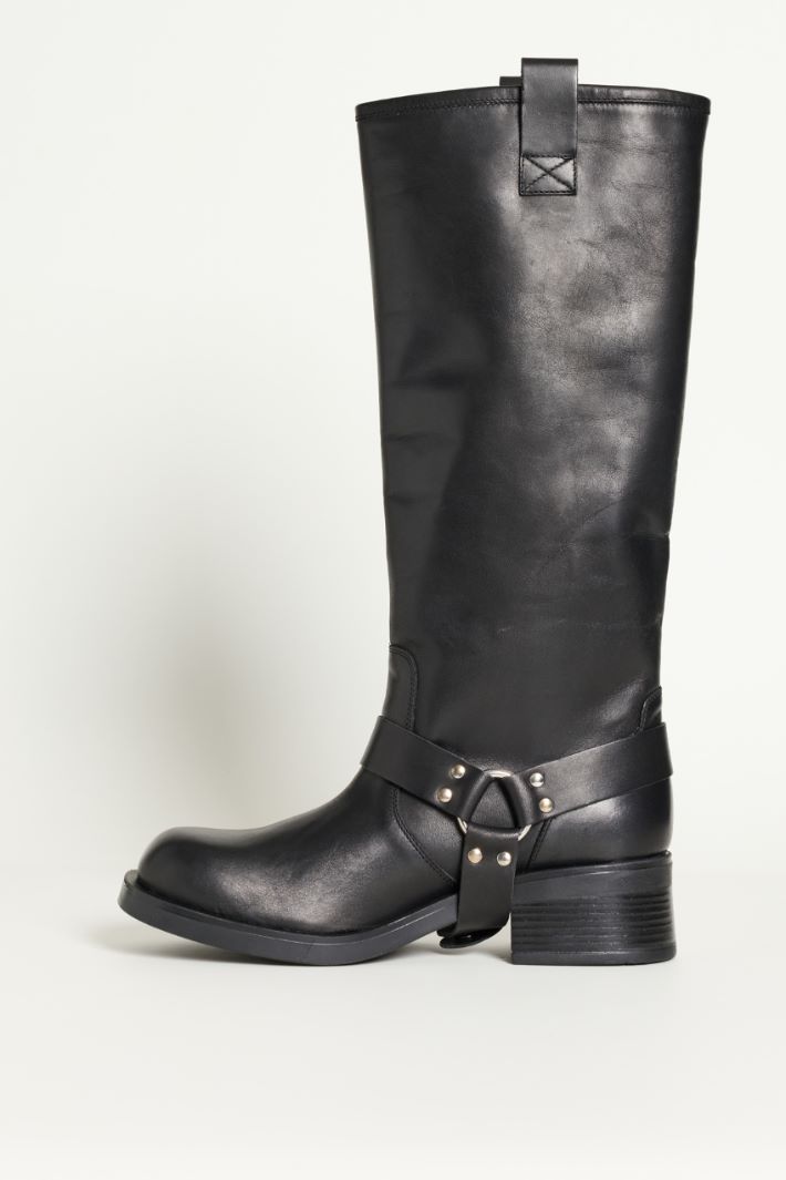 Stivale in pelle stile biker - NERO - Intrend - 3