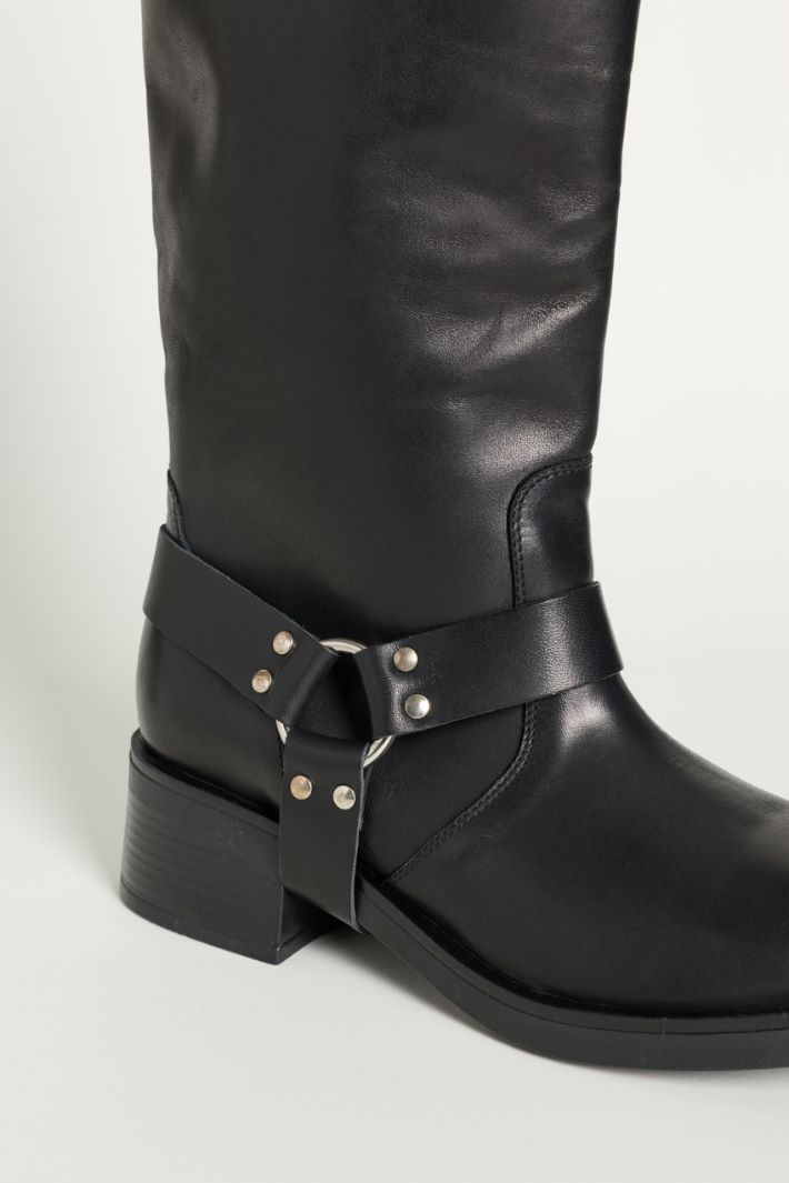 Stivale in pelle stile biker - NERO - Intrend - 4