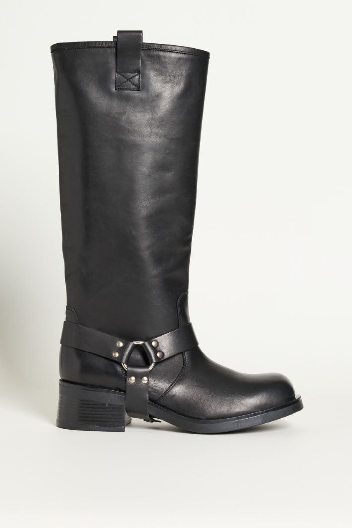 Stivale in pelle stile biker - NERO - Intrend