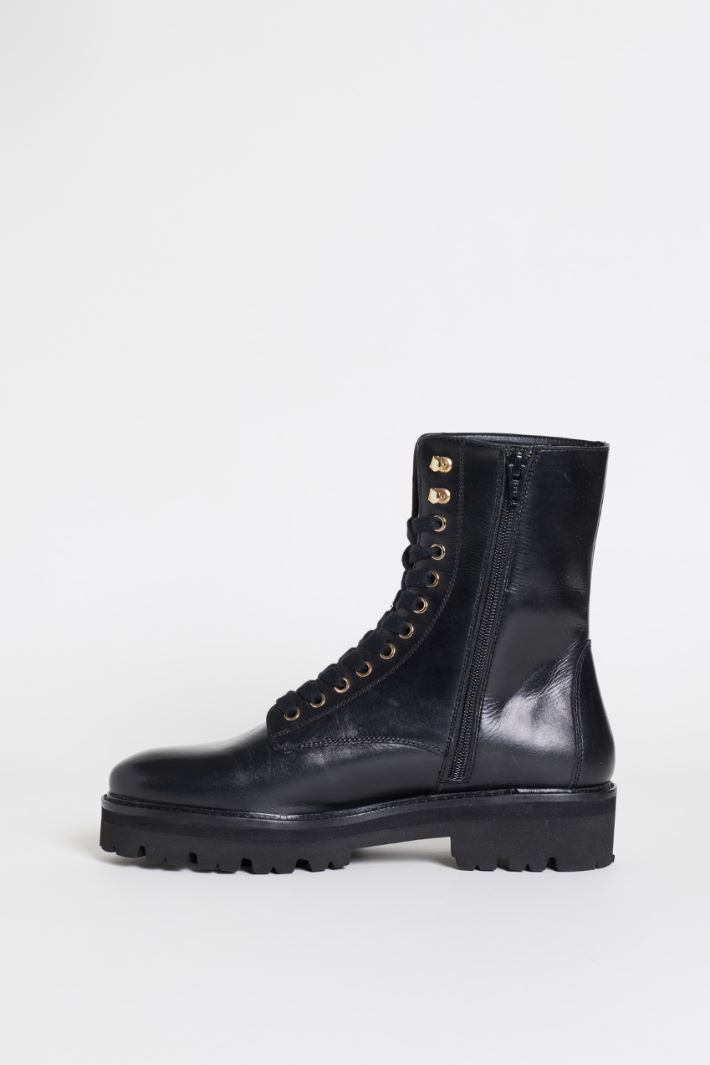 Leather combat boots - BLACK - Intrend - 3