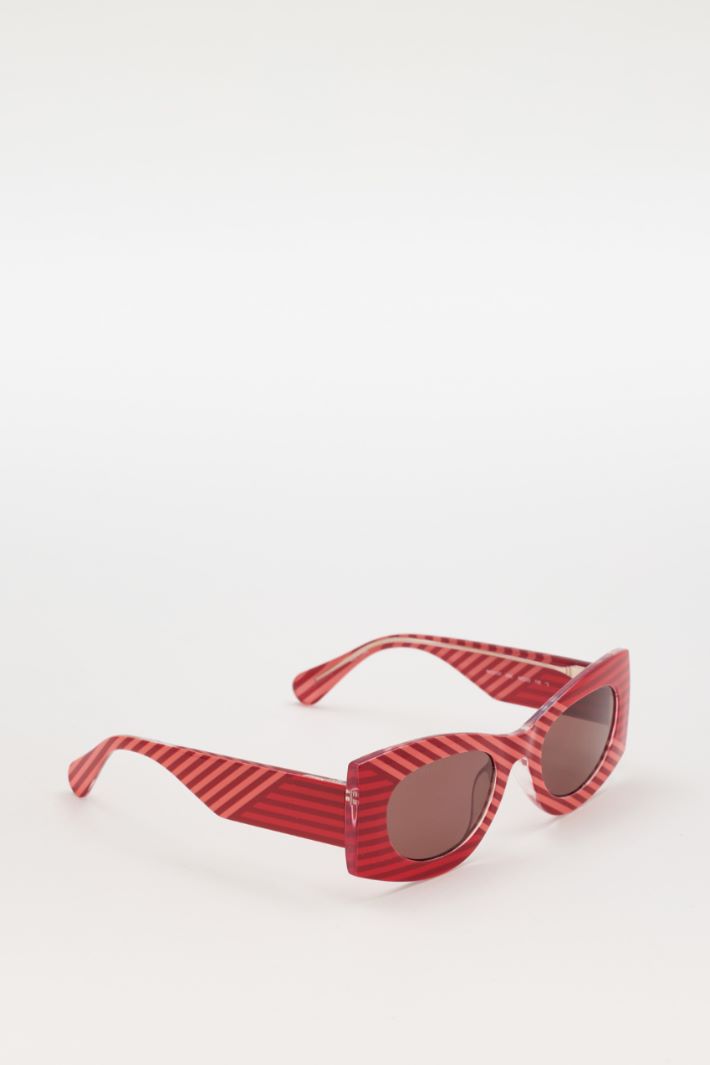 Two-tone striped sunglasses - RED PINK - Intrend - 2